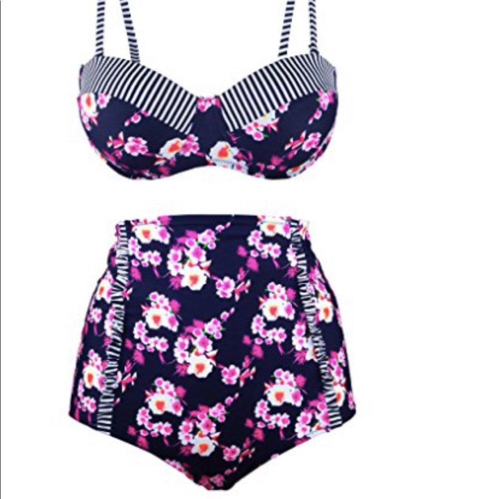 Sexy retro high waisted Retro style floral bikini